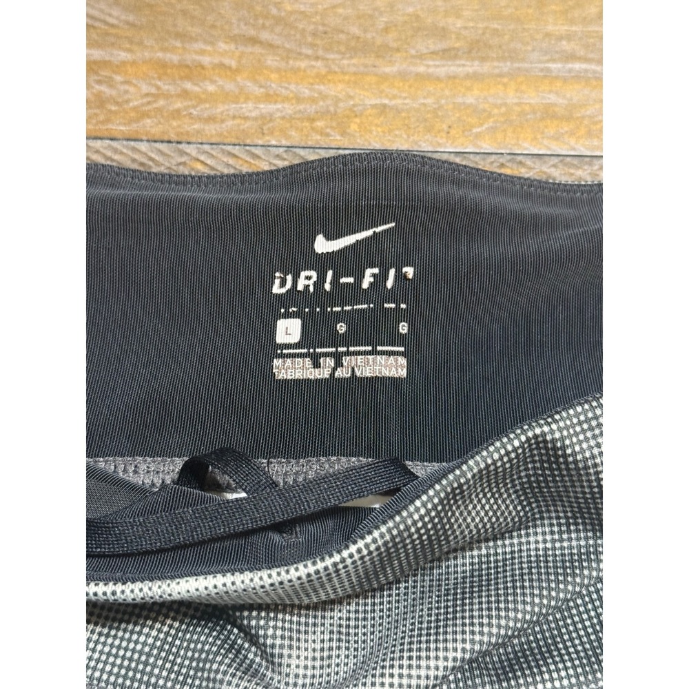 Nike Dri-FIT Leggings Womens Large Grey Digital Print Crop Tights Mesh Preloved - Picture 6 of 12